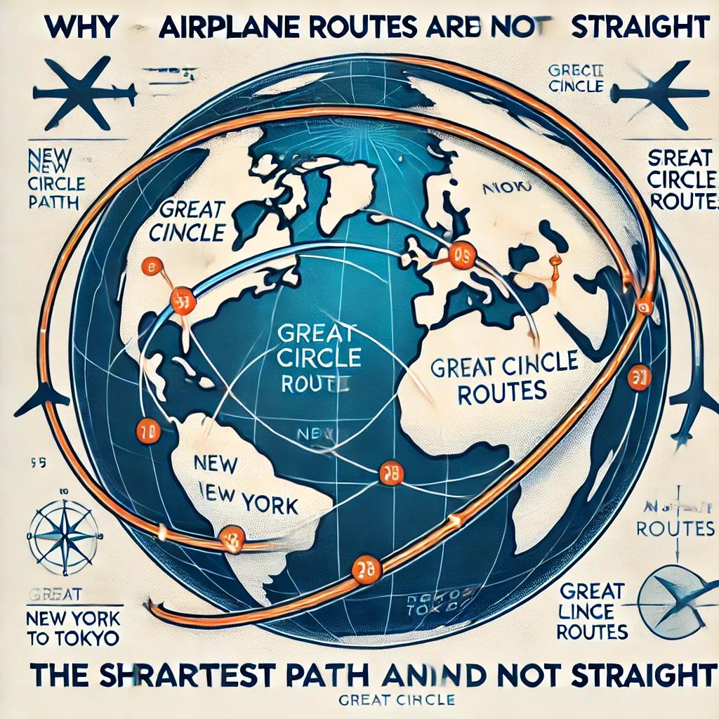 Why are airplane routes curved and not straight?